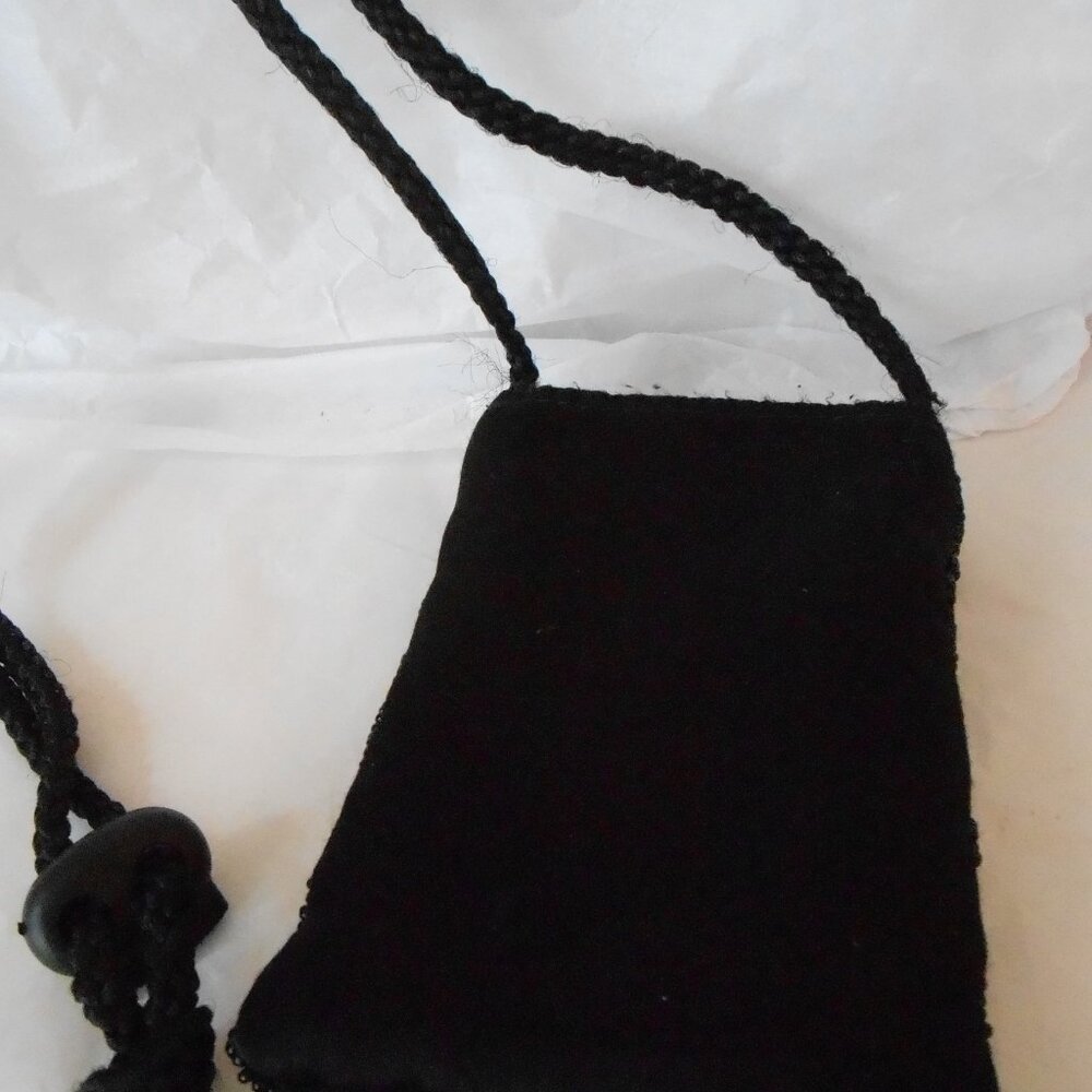 Lavola Small Black Multi-Color Beaded Fabric Crossbody Pouch-Very Cute! - Picture 4 of 4